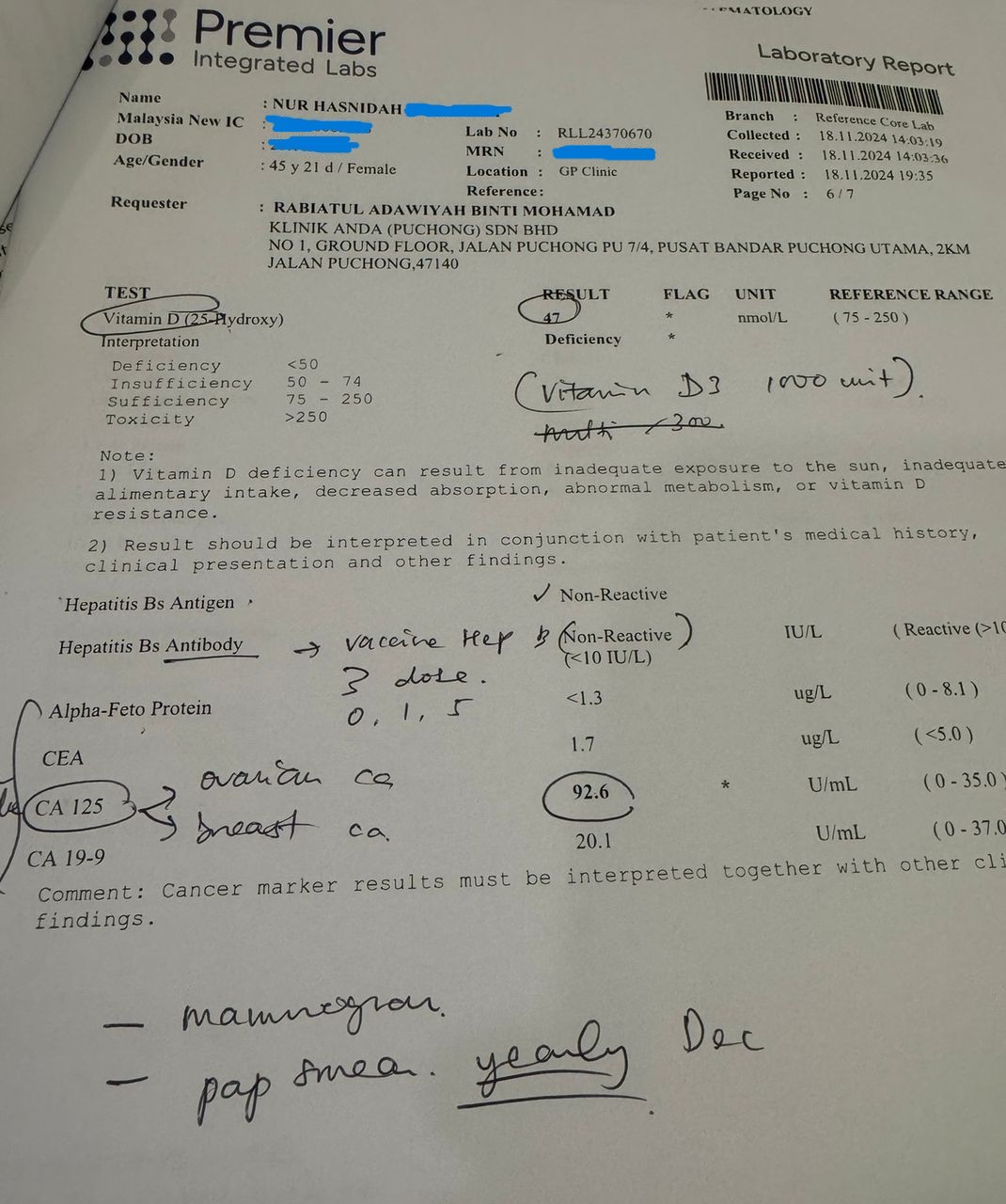 Keputusan ujian sebelum perubahan